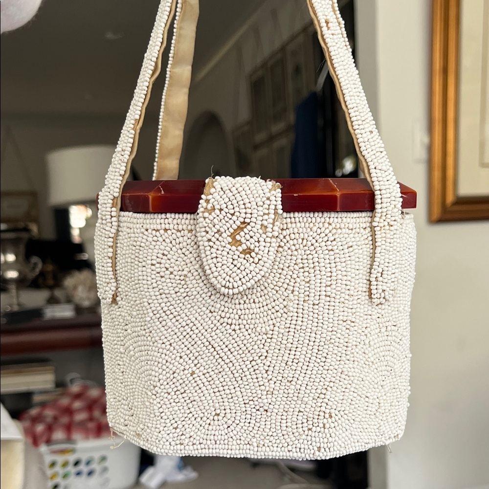 Chic Ivory Beaded Mini Bag